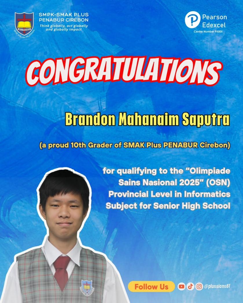 Congratulations Brandon Mahanaim Saputra 