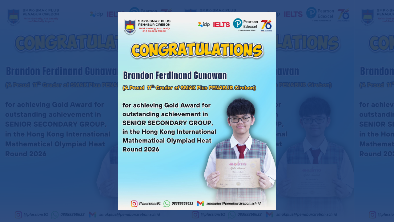 Gold Award for outstanding achievement in SENIOR SECONDARY GROUP, in the Hong Kong International Mathematical Olympiad Heat Round 2026